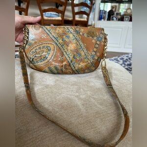 Stunning,Vintage, Leather, Printed Morris Moskowitz, Shoulder Bag